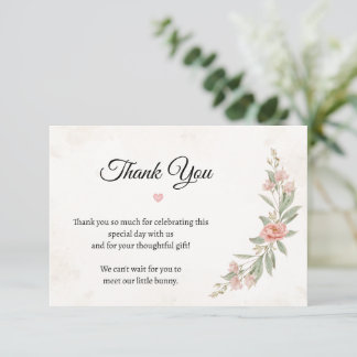 Baby-Shower-Dankeskarten | Florales Kaninchen | Ro