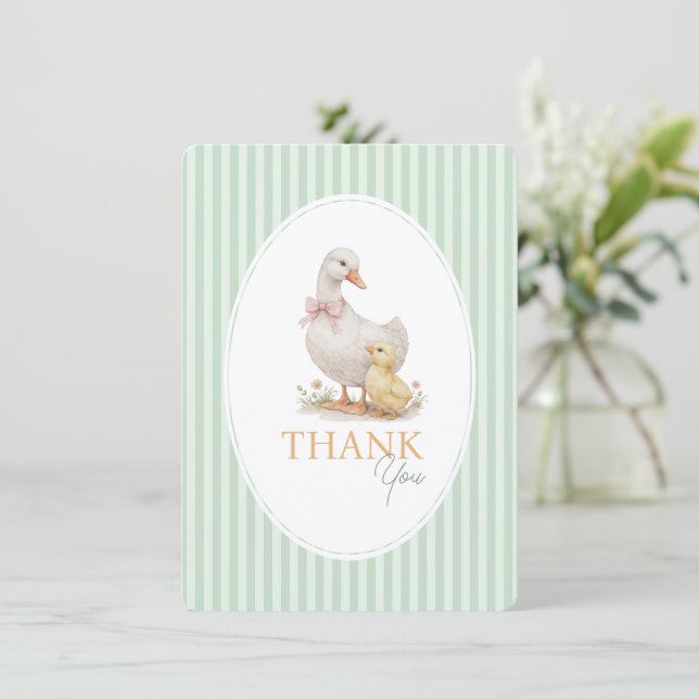 Baby-Shower-Dankeskarten Gans und Gänschen. Dankeskarte (Stehend Vorderseite)