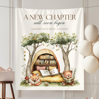 Baby Shower Dekorationen "Ein Neues Kapitel", Rust Wandteppich