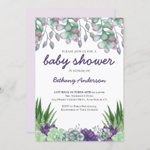 Baby Shower Desert Garden Sukkulturen Aquarell Einladung
