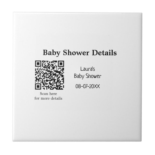 BABY SHOWER DETAILS QR SCAN CODE MINIMAL MODERN RU FLIESE (Vorderseite)