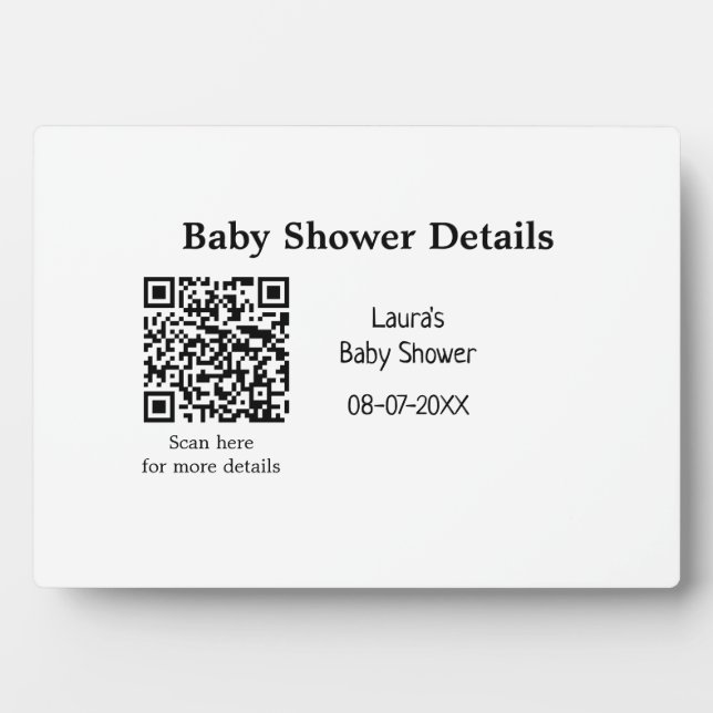 BABY SHOWER DETAILS QR SCAN CODE MINIMAL MODERN RU FOTOPLATTE (Vorderseite)