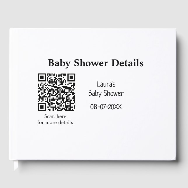 BABY SHOWER DETAILS QR SCAN CODE MINIMAL MODERN RU GÄSTEBUCH (Vorderseite)
