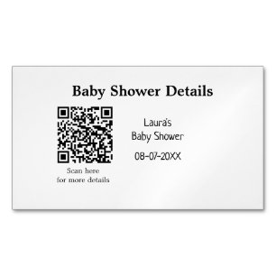 BABY SHOWER DETAILS QR SCAN CODE MINIMAL MODERN RU MAGNETISCHE VISITENKARTE