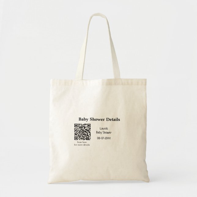 BABY SHOWER DETAILS QR SCAN CODE MINIMAL MODERN RU TRAGETASCHE (Vorne)