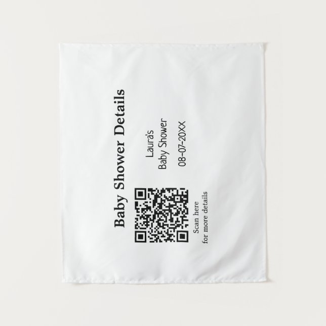BABY SHOWER DETAILS QR SCAN CODE MINIMAL MODERN RU WANDTEPPICH (Vorderseite)