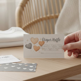 Baby Shower Diaper Raffle Card - Boho Heart Begleitkarte