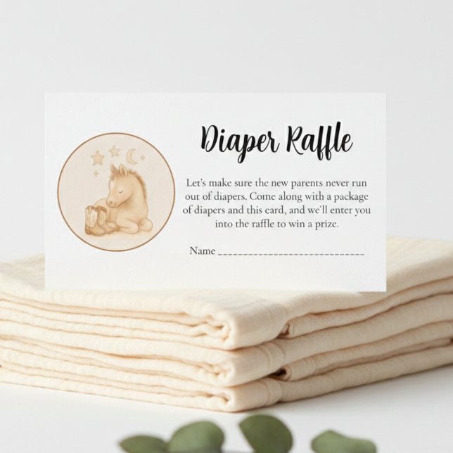 Baby Shower Diaper Raffle Card – Cute Foal Begleitkarte (Cute foal baby shower diaper raffle card)