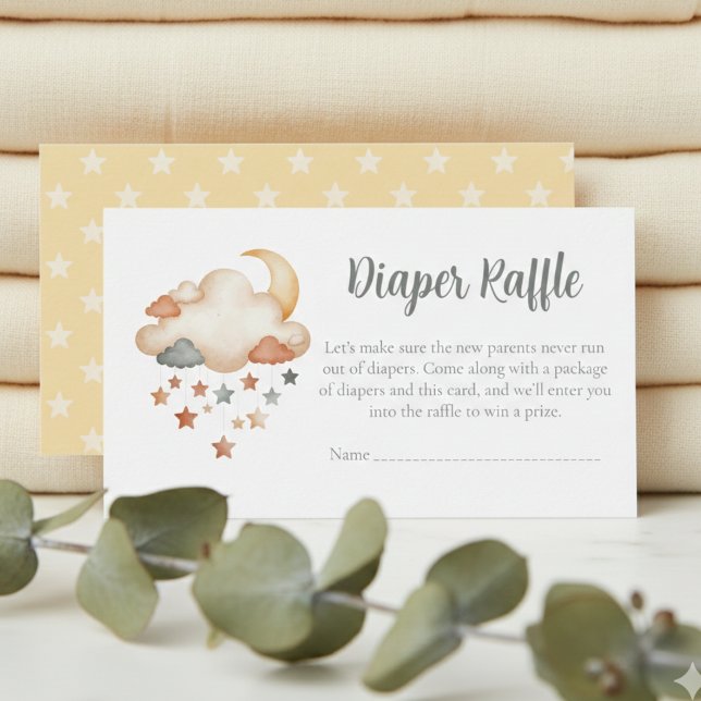 Baby Shower Diaper Raffle Card – Dreamy Stars Begleitkarte (Dreamy stars baby shower diaper raffle card)