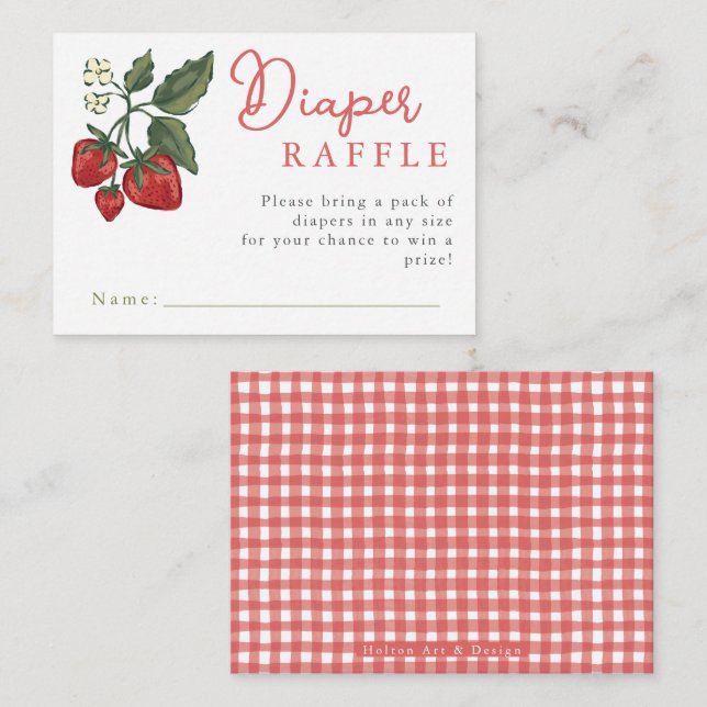 Baby Shower Diaper Raffle Ticket Berry Theme Begleitkarte (Vorne/Hinten)