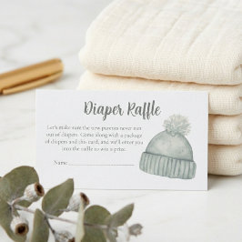 Baby Shower Diaper Raffle - Winter Blue Beanie Begleitkarte