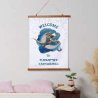 Baby Shower Drache Storch Willkommensschild
