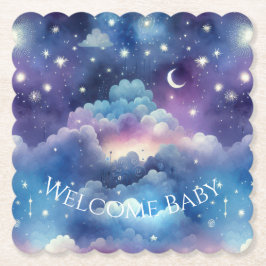 Baby Shower Drink Coaster – Celestial Dreamscape Untersetzer
