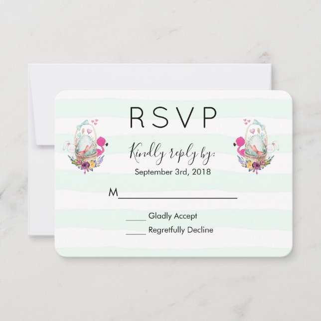Baby Shower Ei Nesting w/Flamingo & Bunny UAWG RSVP Karte (Vorderseite)