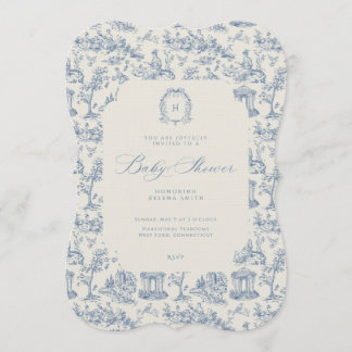 Baby-Shower-Einladung Antike Florale Toile Einladung
