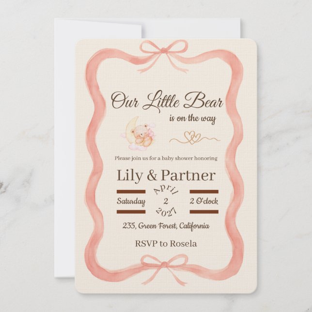 Baby Shower Einladung - Bär (Vorderseite)
