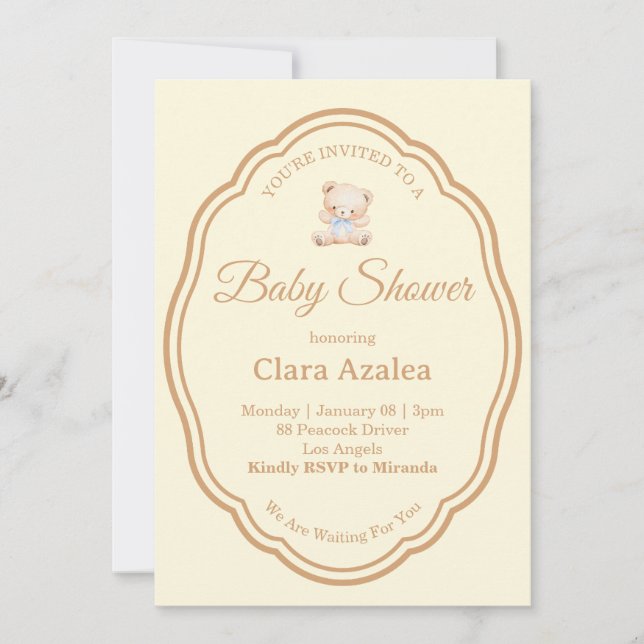 Baby Shower Einladung | Bär (Vorderseite)