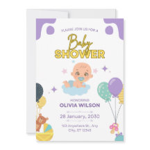 Baby Shower Einladung Blau Minimal Elegant
