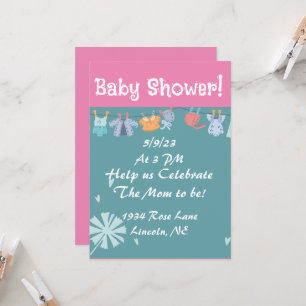 Baby Shower Einladung Blau und Rosa
