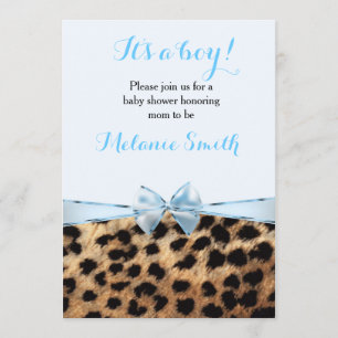 Baby Shower Einladung Blaues Band Gepard Leopard J