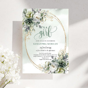 Baby-Shower-Einladung Boho Grün Gold Es ist ein Mä Einladung