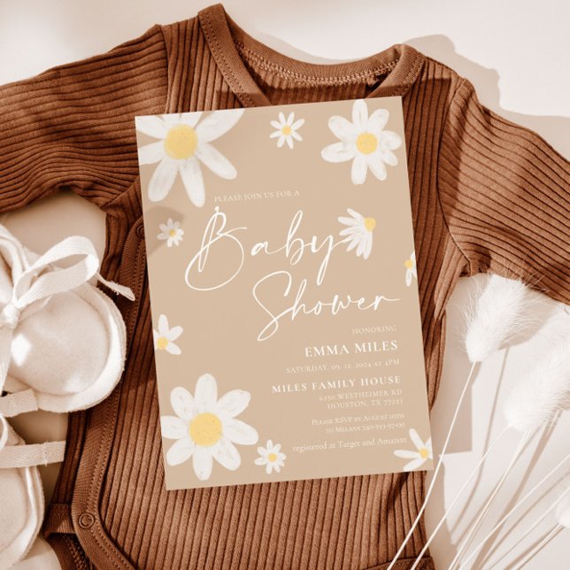 Baby Shower Einladung Daisy Beige (Von Creator hochgeladen)