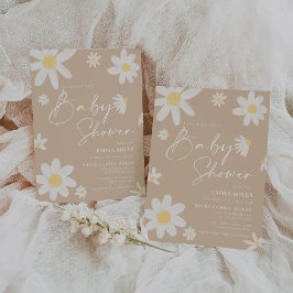 Baby Shower Einladung Daisy Beige