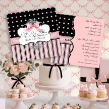 Baby Shower Einladung - French Bow Dot Swirl vs3