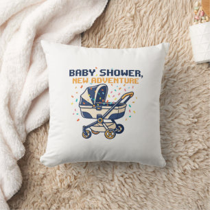 Baby-Shower-Einladung für einen neuen Abenteuer-Bu Kissen