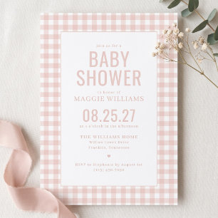Baby-Shower-Einladung für Mädchen mit rosa Gingham Einladung