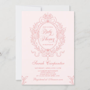 Baby-Shower-Einladung für Mädchen mit rosa Schleif Einladung