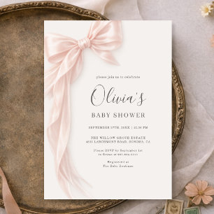 Baby-Shower-Einladung für Mädchen mit rosa Schleif Einladung