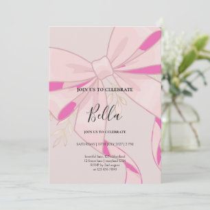Baby-Shower-Einladung für Mädchen mit rosa Schleif Einladung
