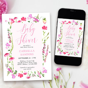 Baby-Shower-Einladung für Mädchen mit zarten rosa Einladung