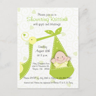 Baby Shower Einladung Geschlecht unbekannt mit Sto
