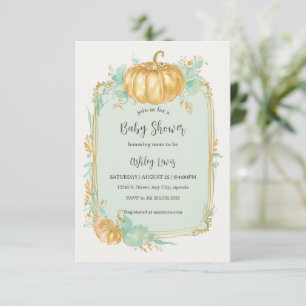Baby Shower Einladung Herbst-Kürbis Goldener Kürbi