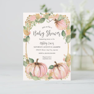 Baby Shower Einladung Herbst-Kürbis rosa Kürbis