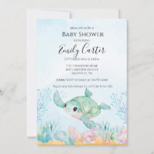 Baby Shower Einladung - Kleine Meeresschildkröte -