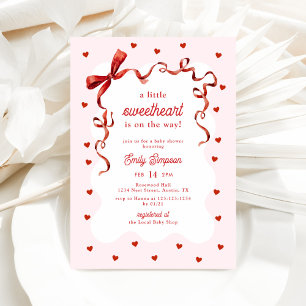 Baby-Shower-Einladung 'Kleine Süße mit rosa Schlei Einladung