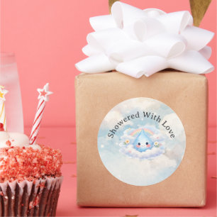 Baby Shower Einladung Kleiner Regentropfen auf dem Runder Aufkleber