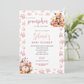 Baby-Shower-Einladung Kleiner Rosa Kürbis, Herbstt Einladung