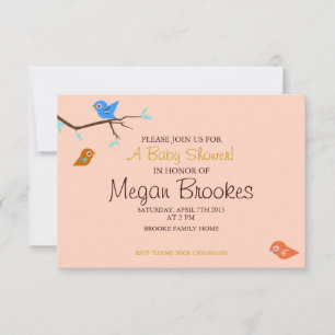 Baby Shower Einladung Little Birdie Peach