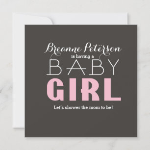 Baby-Shower-Einladung Mädchen Grau Pink Modern Sau Einladung