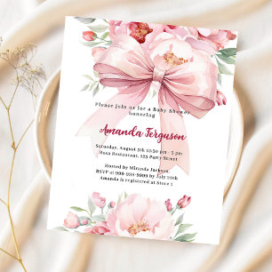 Baby Shower-Einladung Mädchen mit rosa Blumen-Schl