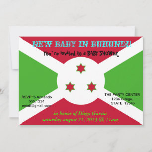 Baby Shower Einladung mit der Flagge von Burundi