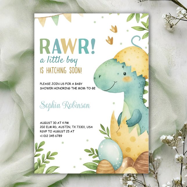 Baby-Shower-Einladung mit einem Dinosaurier  Einladung (Von Creator hochgeladen)