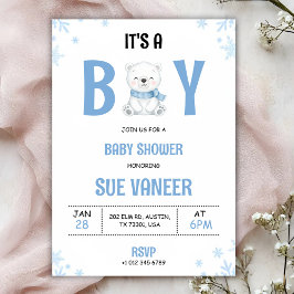 Baby-Shower-Einladung mit einem süßen Bären  Einladung