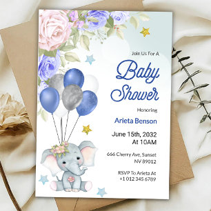 Baby-Shower-Einladung mit einem süßen Elefanten Einladung