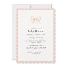 Baby-Shower-Einladung mit rosa Schleife und hübsch