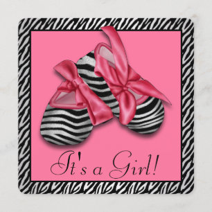 Baby-Shower-Einladung mit rosa Zebra-Motiv Einladung